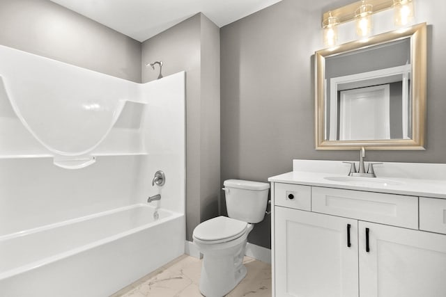 full bathroom featuring vanity, toilet, and tub / shower combination