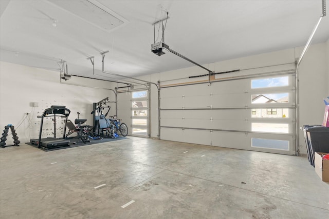 garage with a garage door opener