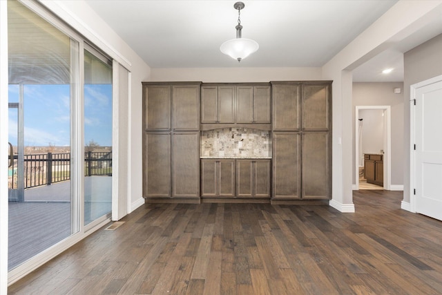 interior space with dark wood-type flooring