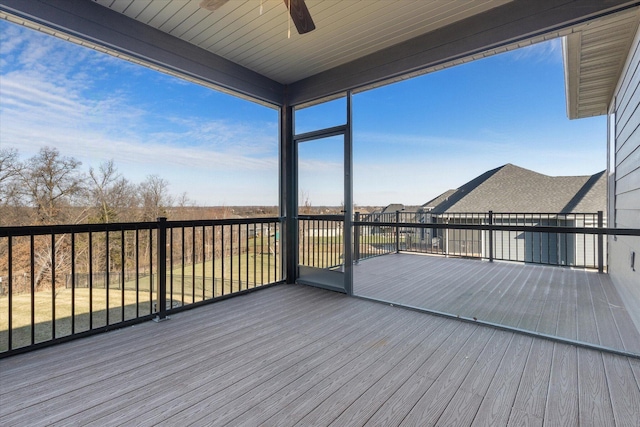 deck featuring ceiling fan