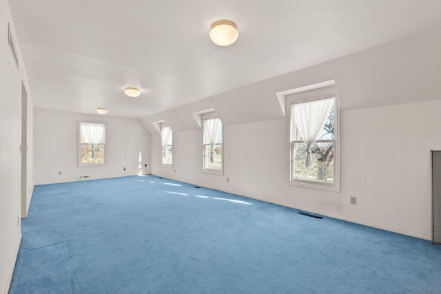 additional living space with carpet floors and vaulted ceiling