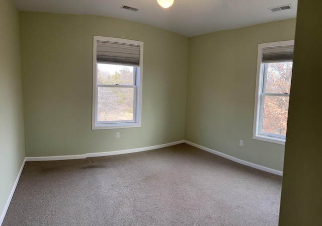 empty room with a wealth of natural light and carpet floors