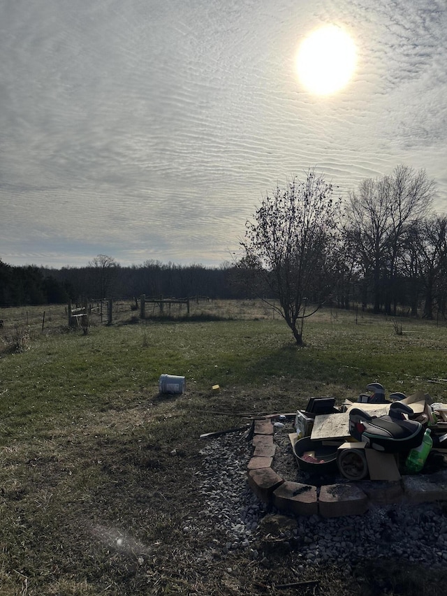 view of yard with a rural view