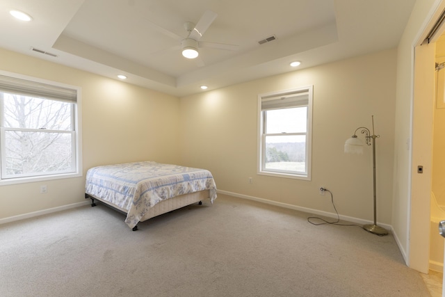12500 W Rocheport Gravel Rd, Rocheport, MO 65279 - bedroom with a raised ceiling, multiple windows, and visible vents