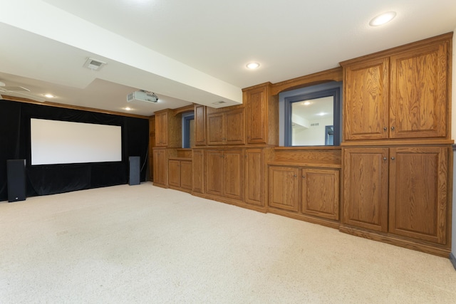 12500 W Rocheport Gravel Rd, Rocheport, MO 65279 - cinema room featuring visible vents, recessed lighting, and carpet floors