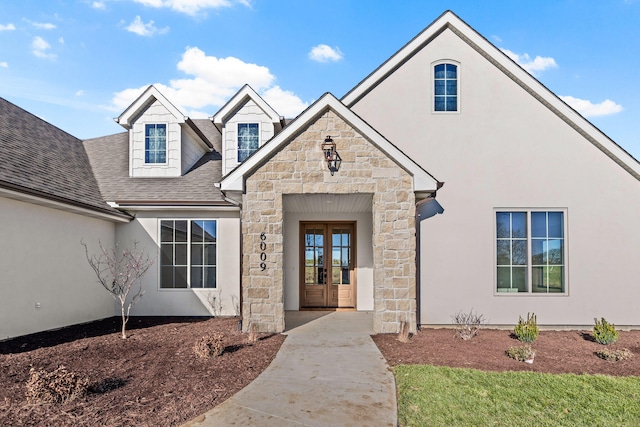 property entrance with french doors