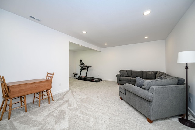 living room with carpet