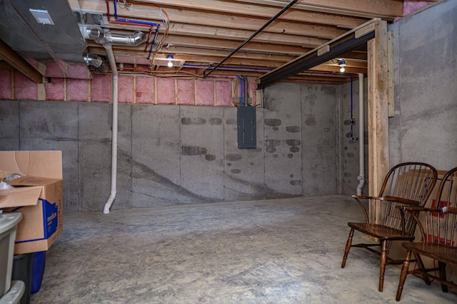 basement with electric panel