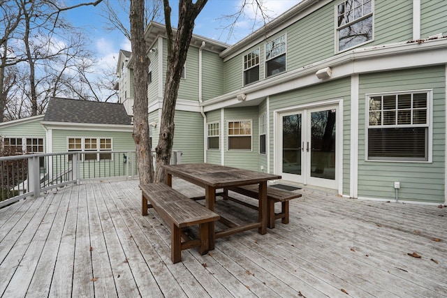 wooden deck with french doors