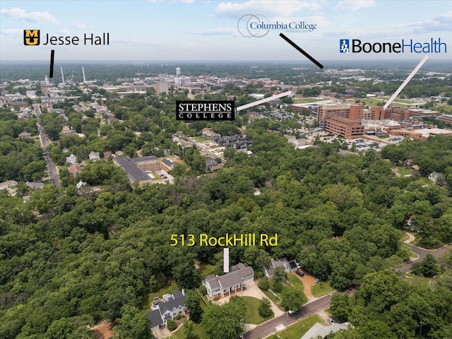 513 Rockhill Rd, Columbia, MO 65201 - aerial view of a heavily wooded area