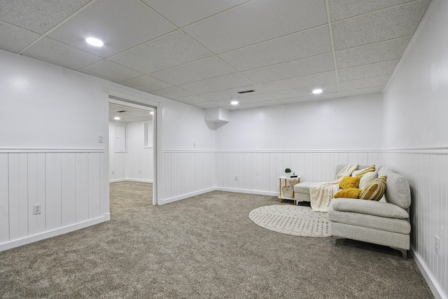 living area with carpet floors