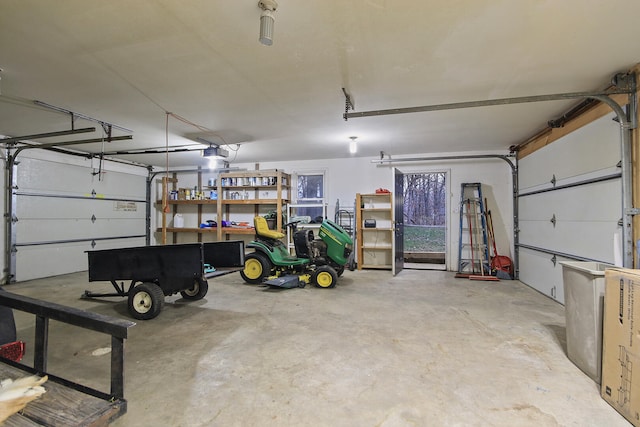 garage with a garage door opener