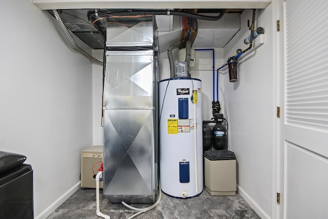 utility room with electric water heater