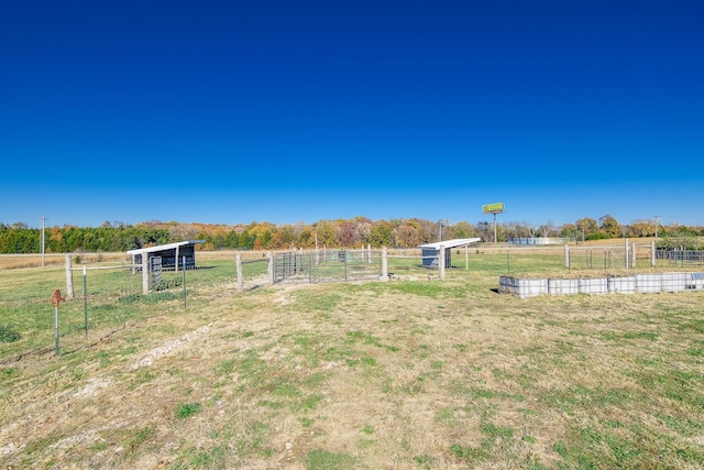 view of yard with a rural view