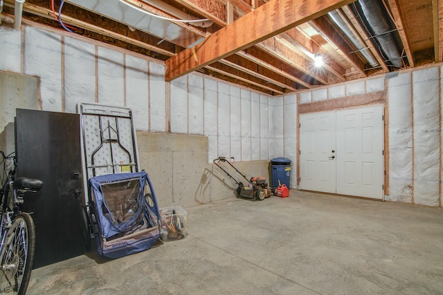 view of unfinished basement