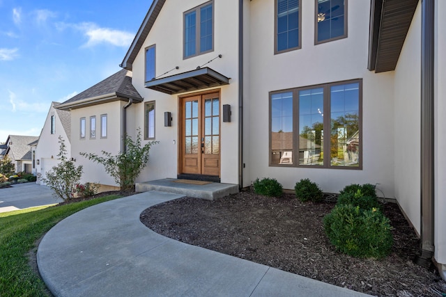 property entrance with french doors