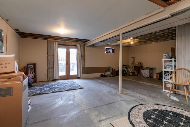 basement with french doors