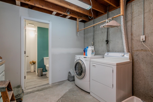 laundry room with washing machine and clothes dryer