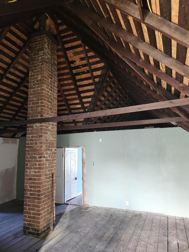 view of unfinished attic