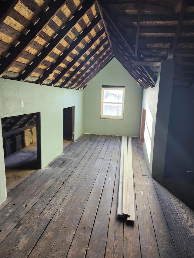 view of unfinished attic