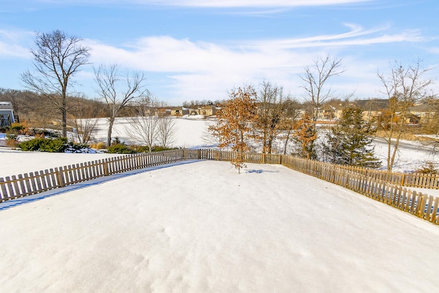 view of snow covered patio