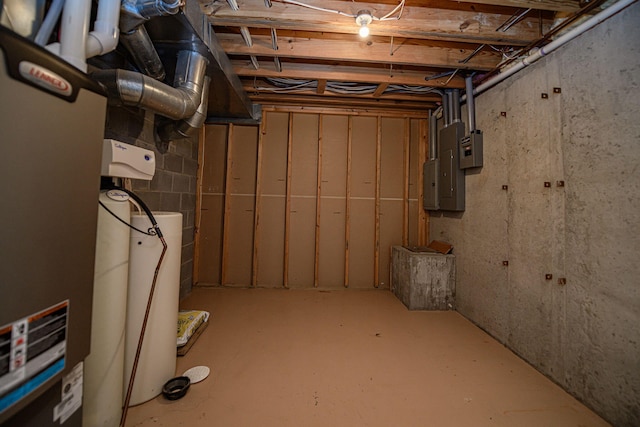 basement featuring electric panel