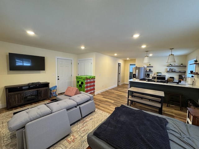 living room featuring light hardwood / wood-style floors