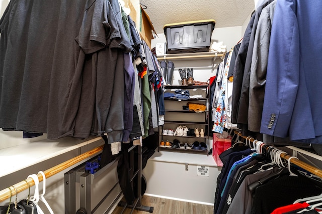 spacious closet featuring hardwood / wood-style floors