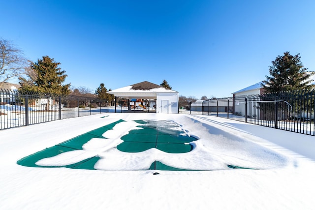 view of swimming pool with a gazebo