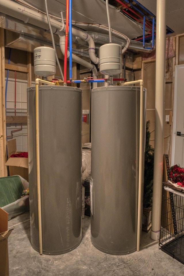 utility room featuring water heater