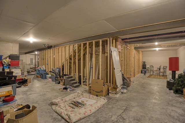 basement with electric panel