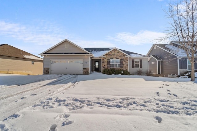 single story home with a garage