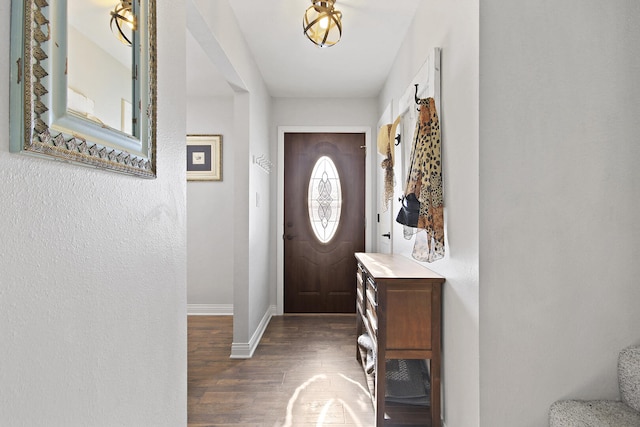 foyer with dark hardwood / wood-style flooring