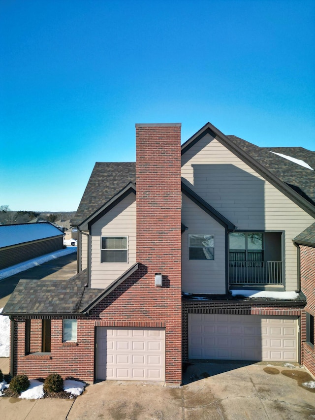 exterior space featuring a garage