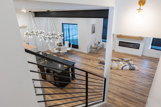 living room with hardwood / wood-style floors