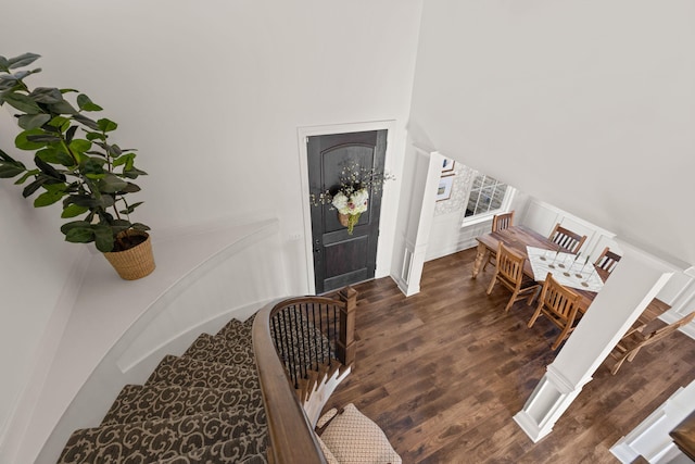 entryway featuring dark wood-type flooring