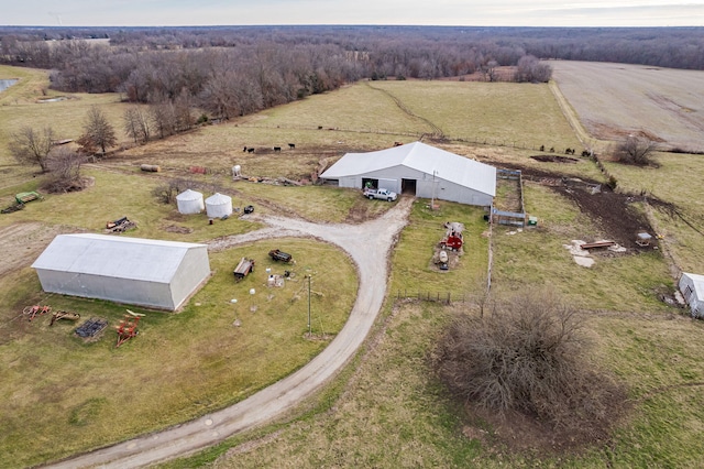 bird's eye view with a rural view