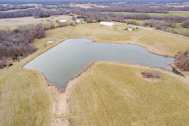 aerial view with a water view and a rural view