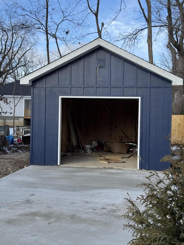 view of garage