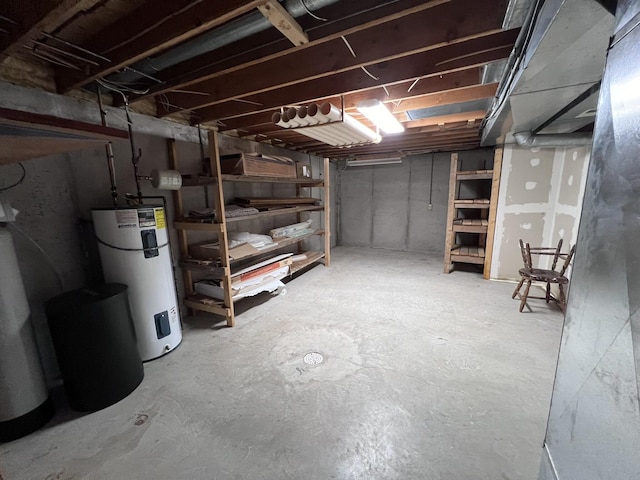 basement with electric water heater