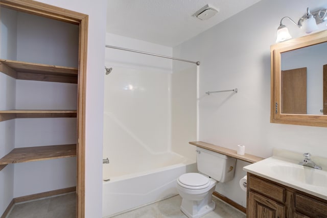 full bathroom with vanity, shower / bathing tub combination, and toilet