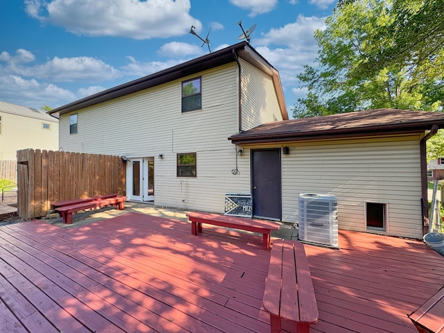 deck featuring central air condition unit