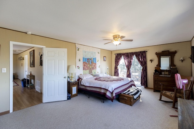 bedroom with carpet and ceiling fan