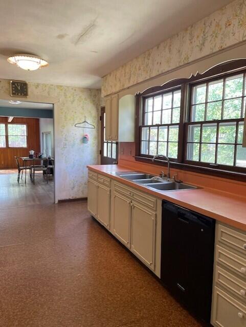 kitchen featuring sink, cream cabinetry, and dishwasher