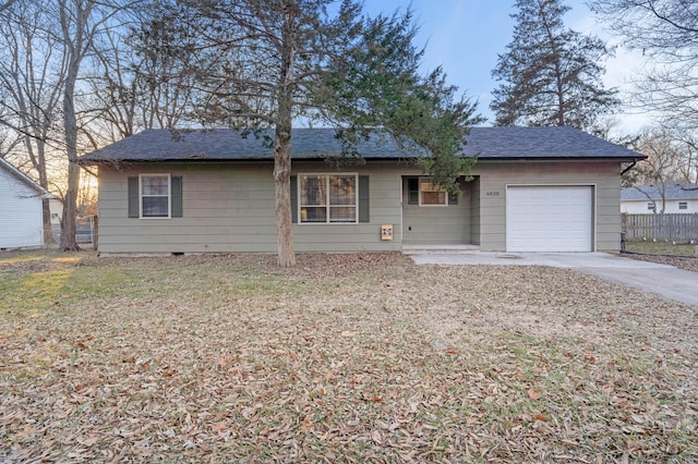 single story home with a garage