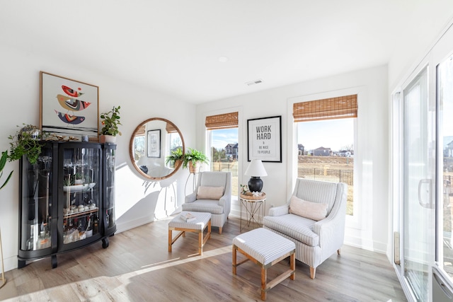 sitting room featuring light wood-type flooring