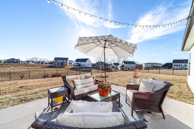 view of patio featuring an outdoor hangout area