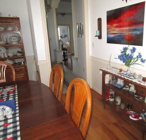 dining room featuring hardwood / wood-style flooring