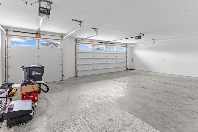 garage with a garage door opener