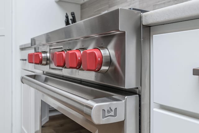 details with high end stainless steel range